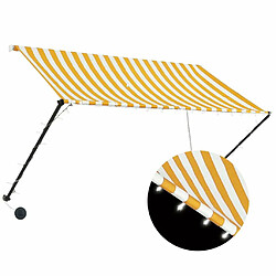 Maison Chic Store banne | Auvent rétractable de porte | Marquise Brise-soleil avec LED 250x150 cm Jaune et blanc -GKD96806