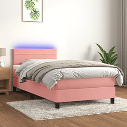 Sommier à lattes et LED,Cadre à lattes de lit avec matelas pour Adulte Rose 90x200 cm -MN74544