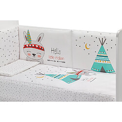 Interbaby Lit Bébé Star Nature and Parure de lit 3 Pcs. Tipi/Oso Blanc