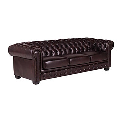 Avis Vente-Unique Canapé chesterfield 4 places BRENTON 100% cuir de buffle bordeaux