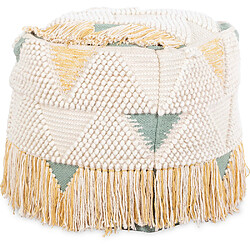 ICONIK INTERIOR Pouf carré à motifs design boho Bali en coton et laine - Jacqueline Bali Multicolore