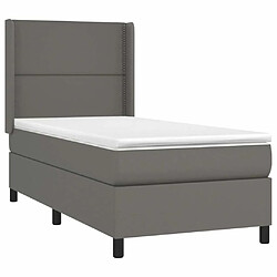 Avis Maison Chic Lit Adulte - Lit simple Lit à sommier tapissier avec matelas moelleux - Meuble de Chambre - Gris 80x200 cm Similicuir -MN65748