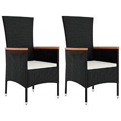 Avis vidaXL Ensemble de salon de jardin 3 pcs noir poly rotin et acacia