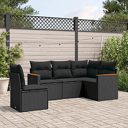 Maison Chic Ensemble de 5 Tables et chaises d'extérieur avec coussins,Salon de jardin noir résine tressée -GKD514593