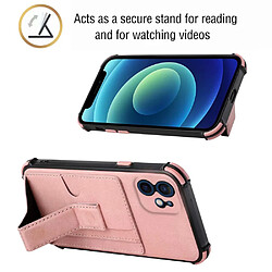 Coque en TPU + PU avec béquille, porte-cartes or rose pour votre Apple iPhone 12 mini 5.4 pouces