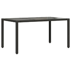 vidaXL Table de jardin dessus en verre Noir 150x90x75cm Résine tressée