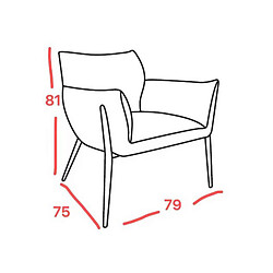 Acheter Mes Fauteuil 79x75x81 cm en velours jaune et pieds en métal