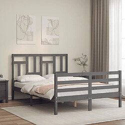 Maison Chic Lit adulte - Cadre Structure de lit avec tête de lit Contemporain gris 140x190 cm bois massif -MN91055