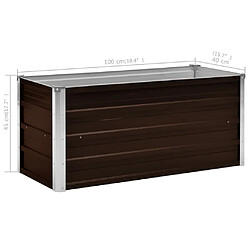 vidaXL Lit surélevé de jardin Marron 100x40x45 cm Acier galvanisé pas cher