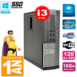 PC DELL 990 SFF Core I3-2120 Ram 16Go Disque 120Go SSD Graveur Wifi W7 - Occasion