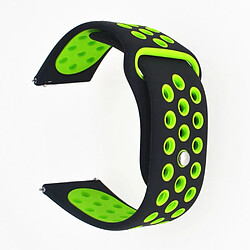 Bracelet en silicone creux 20mm bicolore noir/vert pour votre Garmin Forerunner 645 Music/Vivoactive 3/Vivomove HR