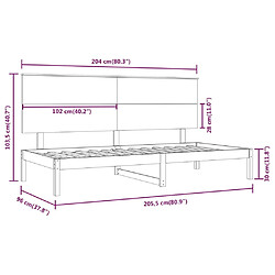 vidaXL Lit de jour sans matelas blanc 90x200 cm bois de pin massif pas cher