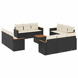 Maison Chic Salon de jardin avec coussins 13 pcs, Ensemble Tables et chaises de jardin, noir résine tressée -GKD270446