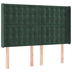 vidaXL Tête de lit avec oreilles Vert foncé 147x16x118/128 cm Velours