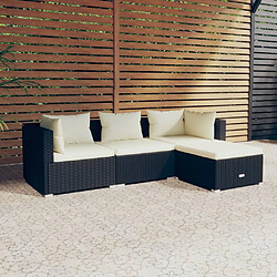 Maison Chic Salon de jardin 4 pcs + coussins - Mobilier/Meubles de jardin - Table et chaises d'extérieur Résine tressée Noir -MN95005