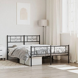 Maison Chic Lit adulte - Lit simple Cadre de lit métal avec tête de lit/pied de lit,Structure du lit Contemporain pour chambre noir 150x200 cm -MN36666