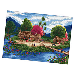 Motif de paysage préimprimé, kit de point de croix estampé, pour adultes