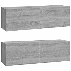 vidaXL Meubles TV muraux 2pcs sonoma gris 100x30x30 cm bois ingénierie