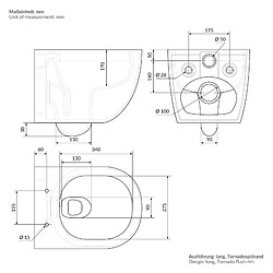 LuxeBath Toilette suspendu sans rebord nano-revêtement blanc Soft Close de salle de bain pas cher