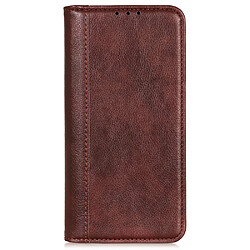 Etui en PU texture litchi, anti-rayures, auto-absorbée avec support marron pour votre Motorola Edge 20 Lite