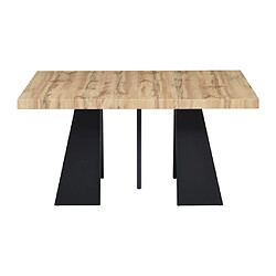 Vente-Unique Table à manger extensible 4 à 10 personnes en MDF et métal - Naturel et noir - EMELIA pas cher