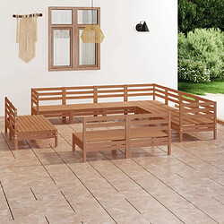 vidaXL Salon de jardin 11 pcs Bois de pin massif Marron miel