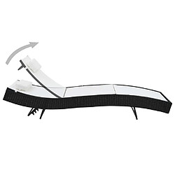 Helloshop26 Lot de 2 transats chaise longue bain de soleil lit de jardin terrasse meuble d'extérieur et table résine tressée et textilène noir 02_0012146 pas cher