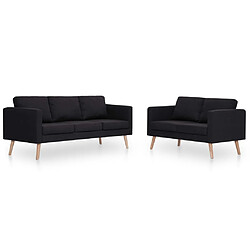 vidaXL Ensemble de canapé 2 pcs tissu noir