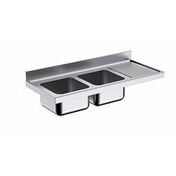 Plonge Inox deux Bacs Gamme 600 avec Egouttoir - Distform