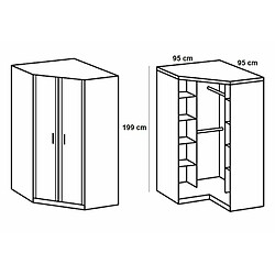 Inside 75 Armoire d'angle DORVAL 2 portes blanc mat 95* 95