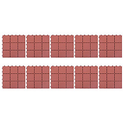 vidaXL Carreaux de terrasse 10 pcs Rouge 30,5x30,5 cm Plastique