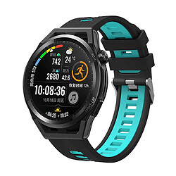 Bracelet en silicone bicolore, 22mm, noir/cyan pour votre Huawei Watch GT 3 (46mm)