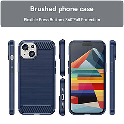 Htdmobiles Coque pour Apple iPhone 15 - housse etui silicone gel carbone + verre trempe - BLEU FONCE