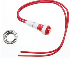 Voyant rouge ø 10mm + cable + ecrou chrome