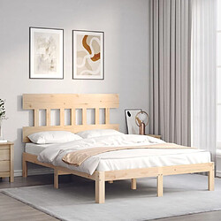 Avis Maison Chic Cadre/structure de lit avec tête de lit pour adulte - Lit Moderne Chambre petit double bois massif -MN95664