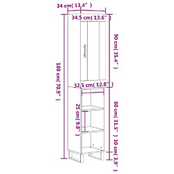 vidaXL Buffet haut Noir 34,5x34x180 cm Bois d'ingénierie pas cher