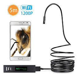 Caméra de serpent sans fil 1200P Caméra d'inspection WiFi Endoscope HD avec endoscope à câble rigide à 8 LED (5 Metes, 16,4 FT)