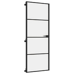 Acheter vidaXL Porte intérieure mince noir 76x201,5 cm verre trempé aluminium