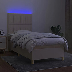 Avis vidaXL Sommier à lattes de lit et matelas et LED Crème 80x200cm Tissu