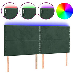 Maison Chic Tête de lit moderne à LED lumineuse pour chambre - Décoration de lit Vert foncé 160x5x118/128 cm Velours -MN21040