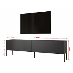 Avis 3XELIVING Meuble TV en couleur Anthracite avec pieds droits en noir, D: l : 170 cm, H : 52 cm, P : 32 cm