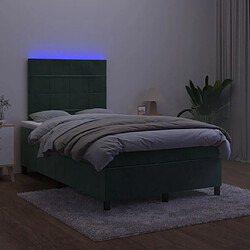 Acheter Maison Chic Lit adulte- Lit + matelas,Sommier à lattes de lit avec matelas LED vert foncé 120x190 cm -GKD43712