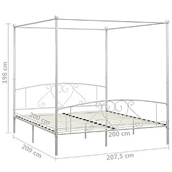 Acheter vidaXL Cadre de lit à baldaquin sans matelas blanc métal 200x200 cm