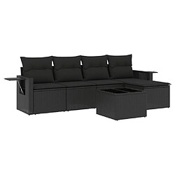 vidaXL Salon de jardin 6 pcs avec coussins noir résine tressée