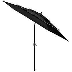 ComfortXL Parasol à 3 Niveaux Avec Mât En Aluminium Noir 3 M