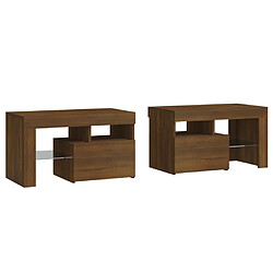 Avis Maison Chic Lot de 2 Tables de chevet - Tables de Nuit et lumières LED Chêne brun 70x36,5x40 cm