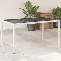 vidaXL Table de jardin avec dessus en verre blanc résine tressée