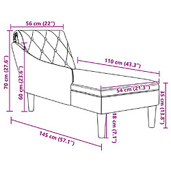 vidaXL Fauteuil long avec coussin et accoudoir droit gris nuage tissu pas cher