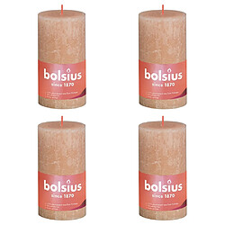 Bolsius Bougies pilier rustiques Shine 4 pcs 130x68 mm Rose brumeux