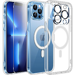 Coque Silicone Transparente Compatible Magsafe + Verre Trempes et Protection Camera Arriere Pour iPhone 13 Pro Little Boutik®